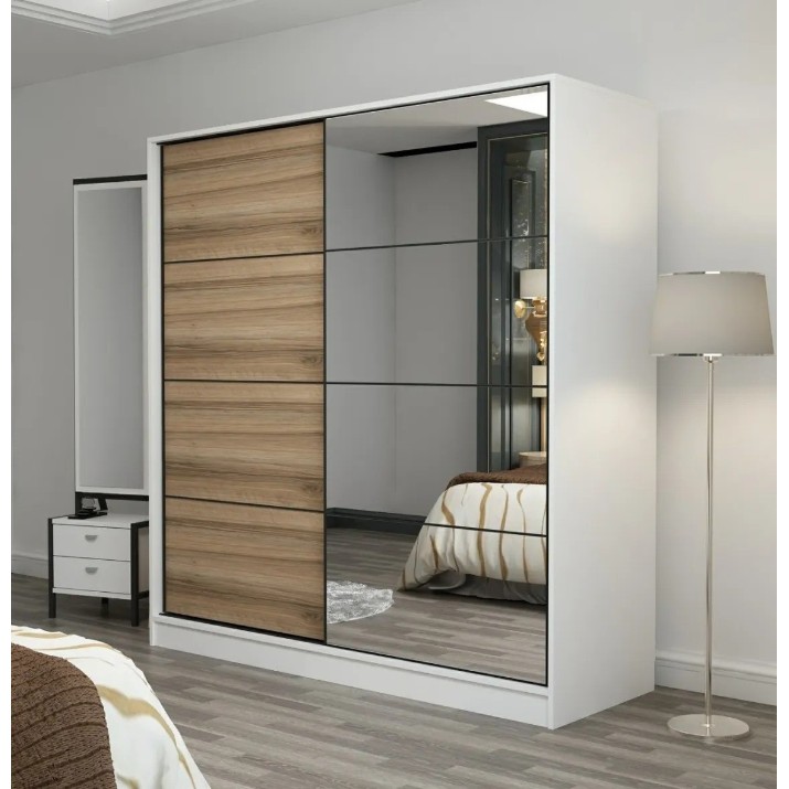 Dulap cu uşi glisante Trendy Kale 7154 White/Dore 220x210x60cm GTR004655