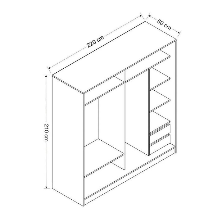Шкаф-купе Trendy Kale 7152 White/Anthracit/Dore 220x210x60cm GTR004653