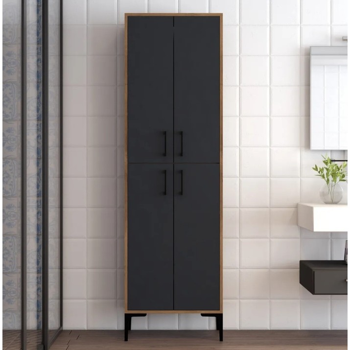 Шкаф для ванной Trendy Berlin A Walnut/Anthracit 202.6x60x35cm GTR006632