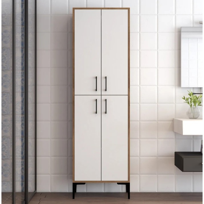 Шкаф для ванной Trendy Berlin A Walnut/White 202.6x60x35cm GTR006633
