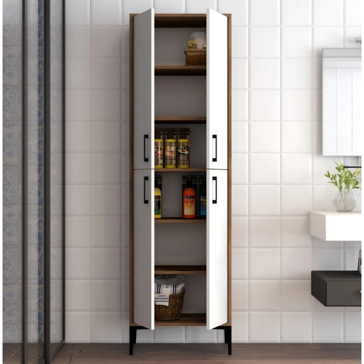 Шкаф для ванной Trendy Berlin A Walnut/White 202.6x60x35cm GTR006633