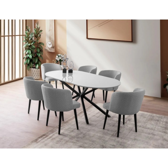 Masă pentru bucătărie Trendy Aura 3013 Light Grey/Black 180x79x90cm GTR005772