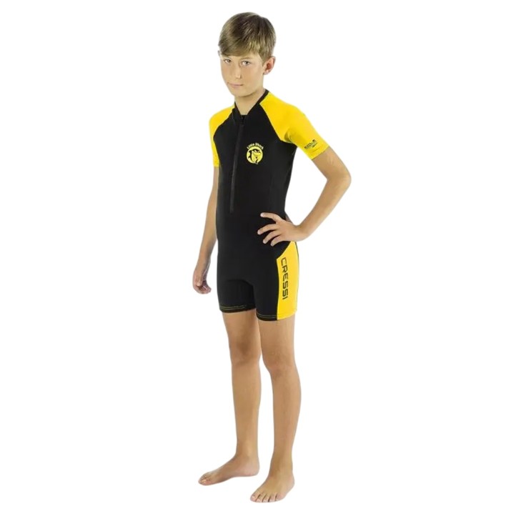 Costum neopren Cressi Little Shark Jr Shorty 2mm 13-14 Black/Yellow