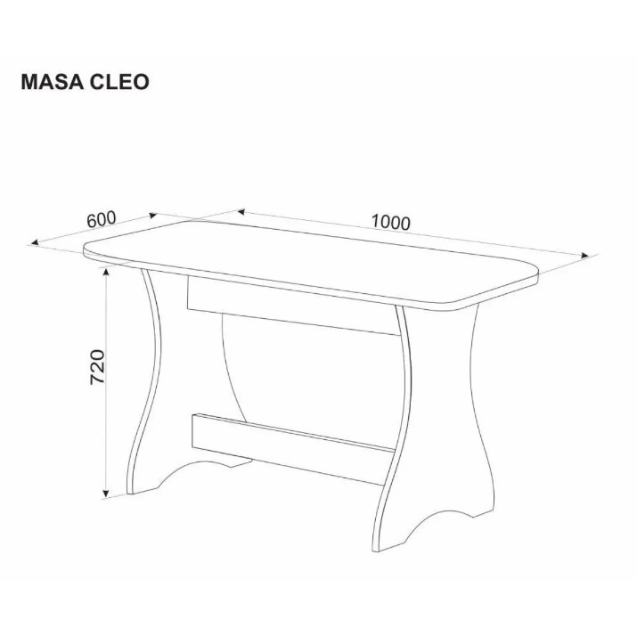 Обеденный стол Ambianta Cleo 1000x600x720 Gri