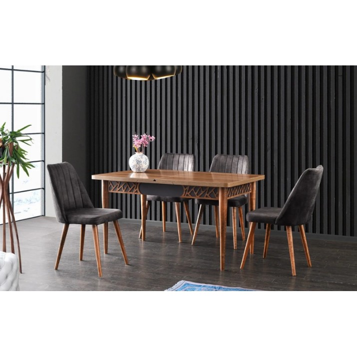 Обеденный стол Trendy Mira 1221 Walnut/Anthracit 130x75x80cm GTR001588