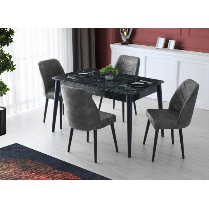 Обеденный стол Trendy Lotus 1121 Black Marble 130x75x80cm GTR001601