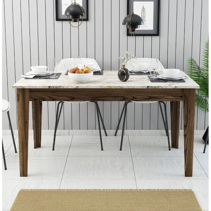 Обеденный стол Trendy Milan 515 Walnut/White Marble 145x88x75cm GTR001621