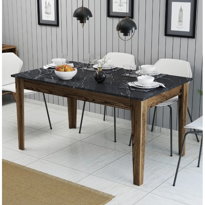 Masă pentru bucătărie Trendy Milan 518 Walnut/Black Marble 145x88x75cm GTR001624