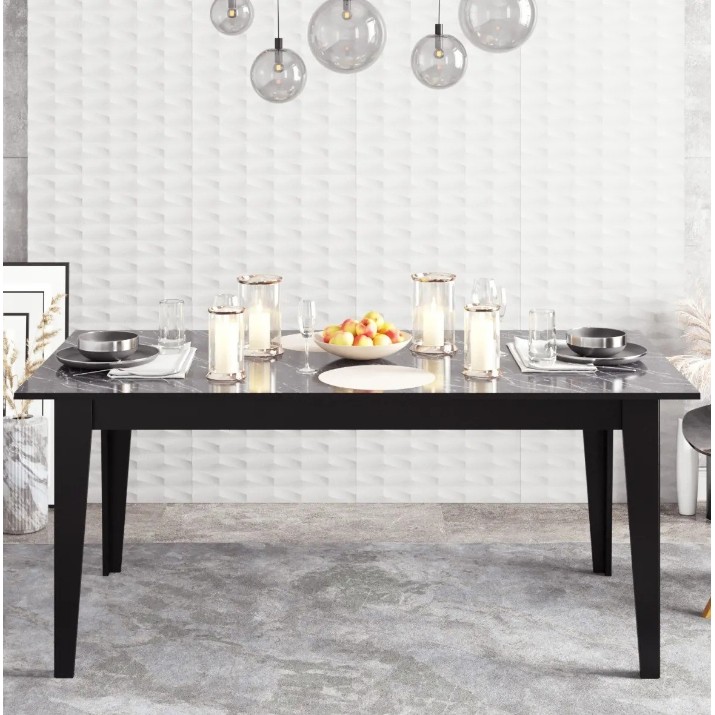 Обеденный стол Trendy Polka Black Marble/Black 180x90x77cm GTR005775