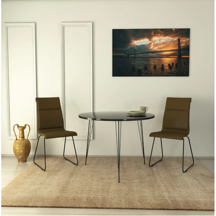 Masă pentru bucătărie Trendy Sandalf Black Marble/Black 90x75x90cm GTR005757