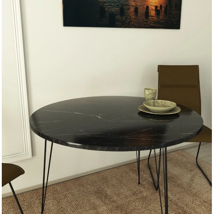 Masă pentru bucătărie Trendy Sandalf Black Marble/Black 90x75x90cm GTR005757