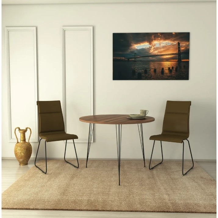 Masă pentru bucătărie Trendy Sandalf Walnut/Black 90x75x90cm GTR005758