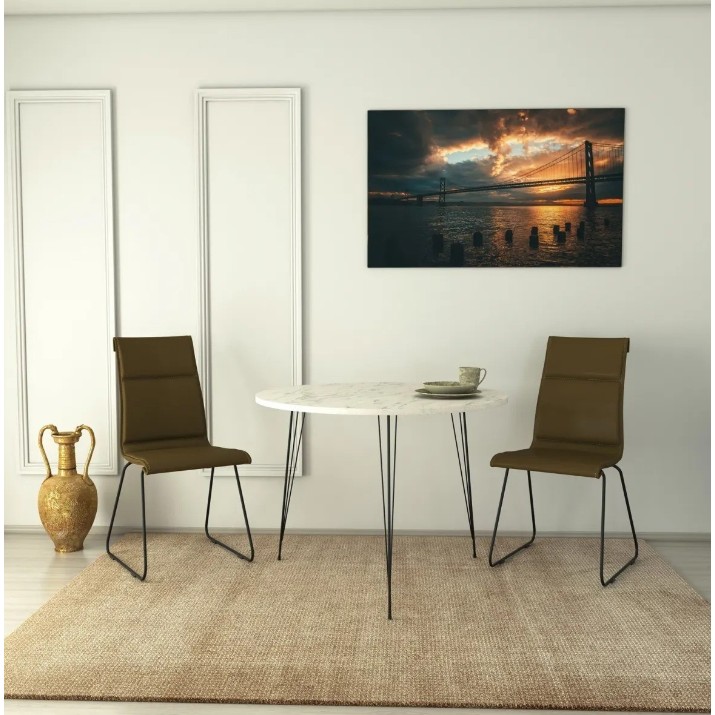 Masă pentru bucătărie Trendy Sandalf White Marble/Black 90x75x90cm GTR005756