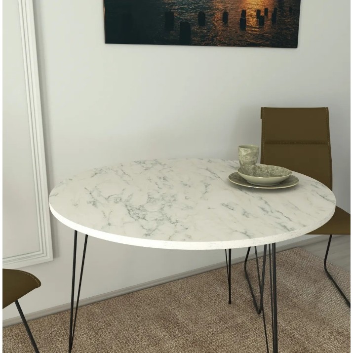 Masă pentru bucătărie Trendy Sandalf White Marble/Black 90x75x90cm GTR005756