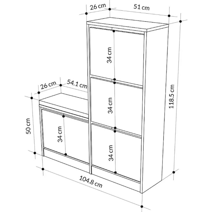 Rafturi pentru pantofi Showdeko Dude Bench&Shoe Cabinet Sapphire Oak