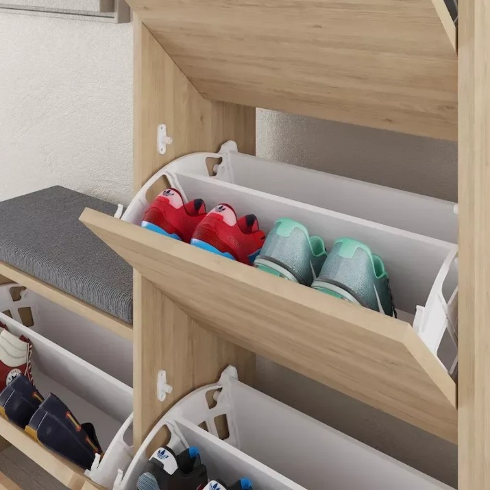 Rafturi pentru pantofi Showdeko Dude Bench&Shoe Cabinet Sapphire Oak