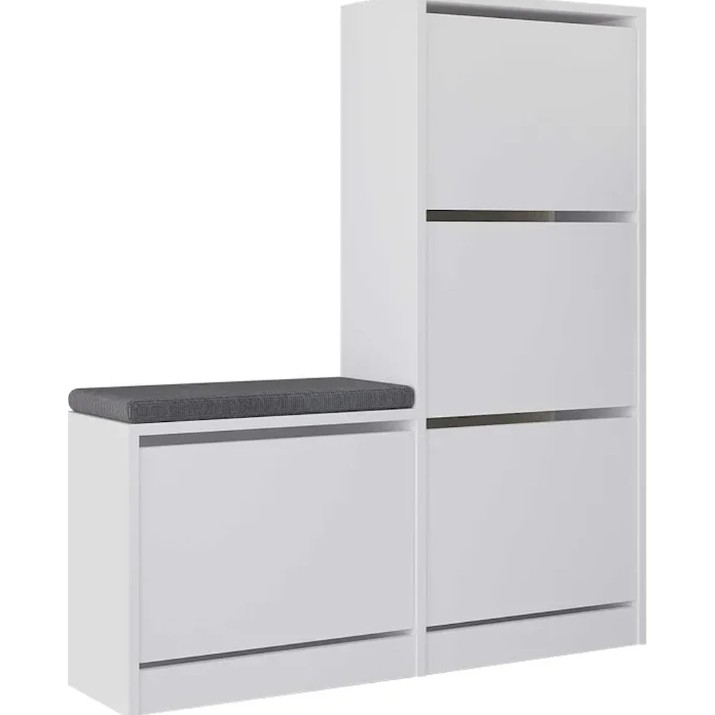Rafturi pentru pantofi Showdeko Dude Bench&Shoe Cabinet White