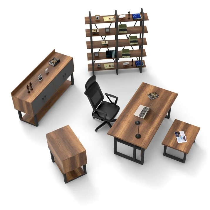 Set mobilier birou Trendy MN10-BA Walnut/Anthracit/Black GTR001901