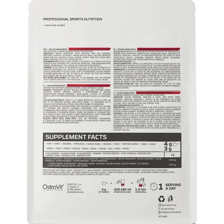 Creatina Ostrovit Creatine Monohydrate 300g Cherry