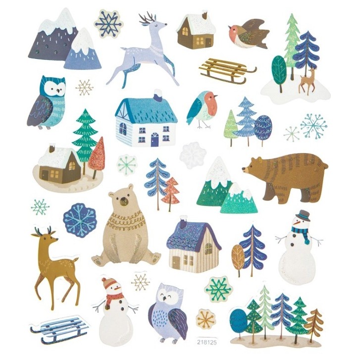 Autocolante DPCraft Winter Landscape Glitter 33pcs (DPNK-112)