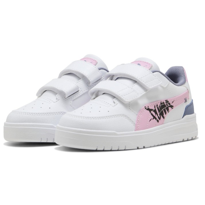 Ghete pentru copii Puma Shuffle Downtown Low Mid 90s Puma White/Pink Shimmer//Black, s.33