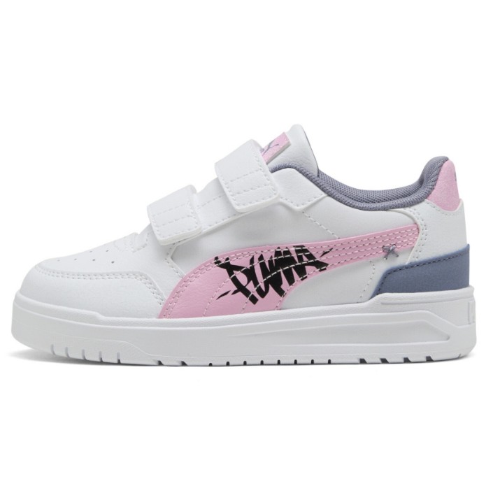 Ghete pentru copii Puma Shuffle Downtown Low Mid 90s Puma White/Pink Shimmer//Black, s.35
