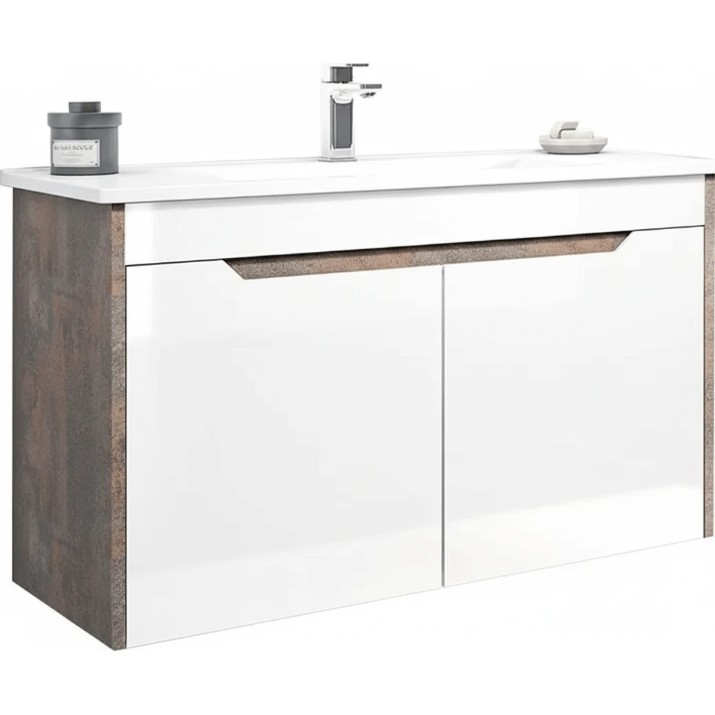 Dulap cu lavoar Orka Lago 85 Brown Stone/White (19961)