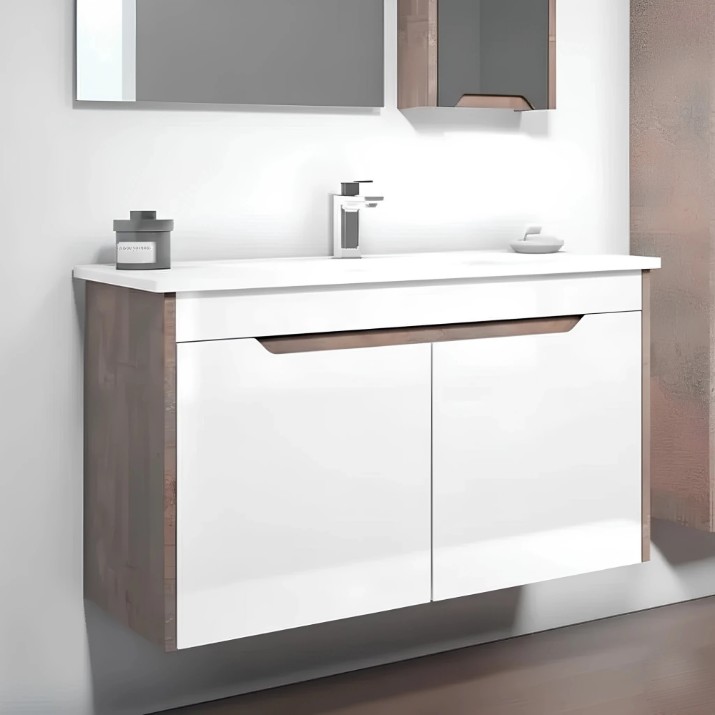 Dulap cu lavoar Orka Lago 85 Brown Stone/White (19961)