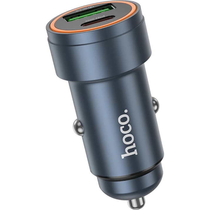 Автомобильная зарядка Hoco Z57A Glorious PD30W Type-C to Type-C Metal Gray