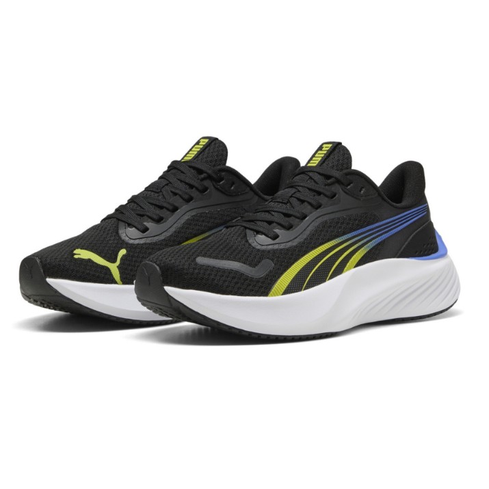 Кроссовки детские Puma Pounce Lite Jr Puma Black/Lime Smash/Royal Sapphire, s.39