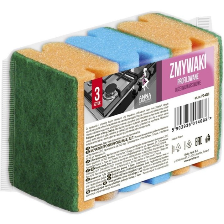 Губки для уборки Anna Zaradna Profiled Scourers 3pcs (4088)