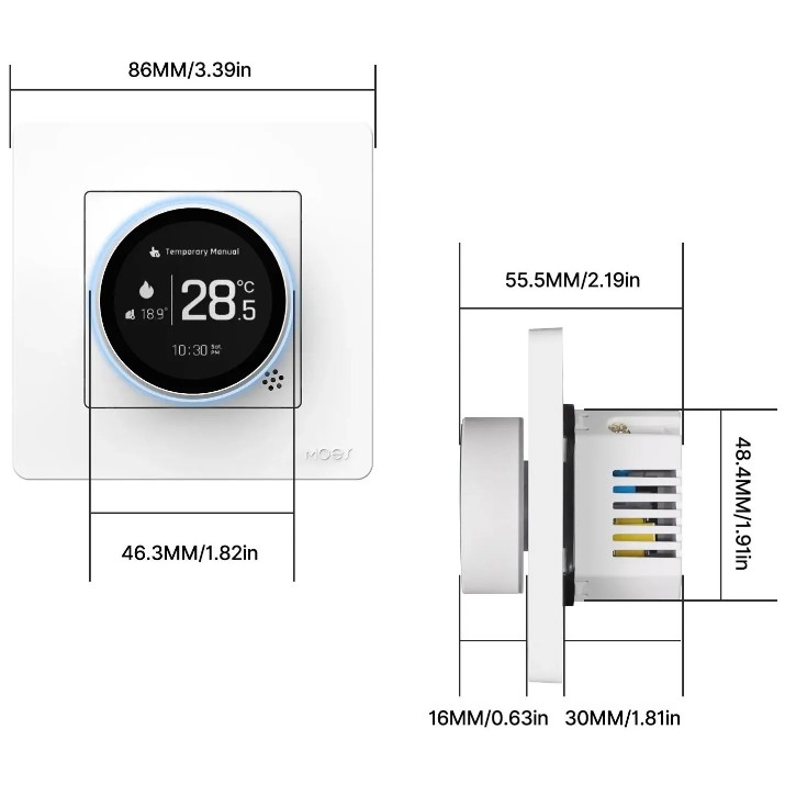 Termostat de cameră Moes ZHT-SR-GB-WH-MS