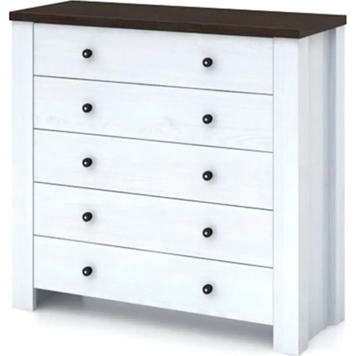 Комод BRW Antverpen II 5S Snow Ash/Stained Oak