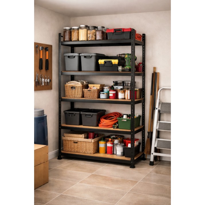 Unitate de rafturi de depozitare Xenos SmartLine 222x110x50cm Black