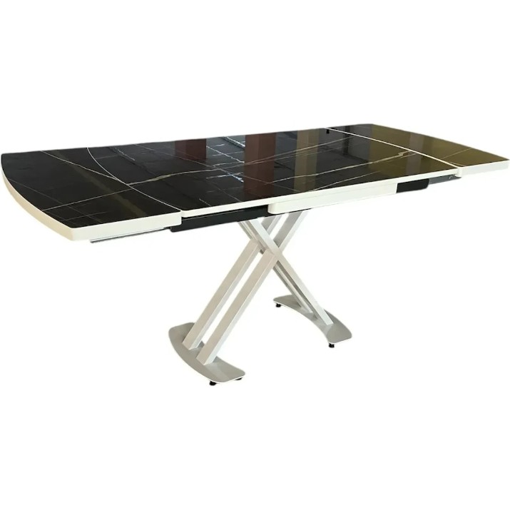 Masă pentru bucătărie Magnusplus Belgrad 80x120/150/180 Royal Marble High Gloss White Legs