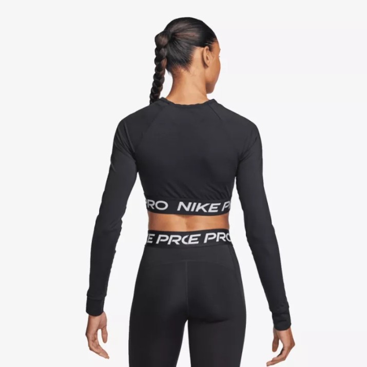 Bustieră Nike Pro Dri-Fit Cropped Long-Sleeve Top Black/White, s.M