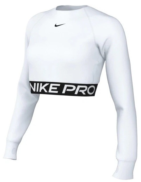 Топ Nike Pro Dri-Fit Cropped Long-Sleeve Top White/Black, s.L