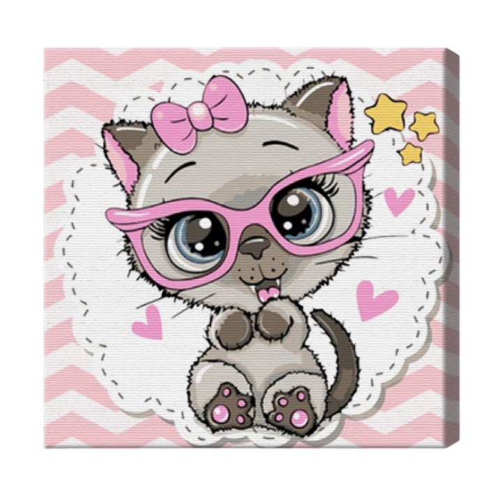 Tablou pe numere Art Gallery Premium Kitty With Glasses (BX2873)