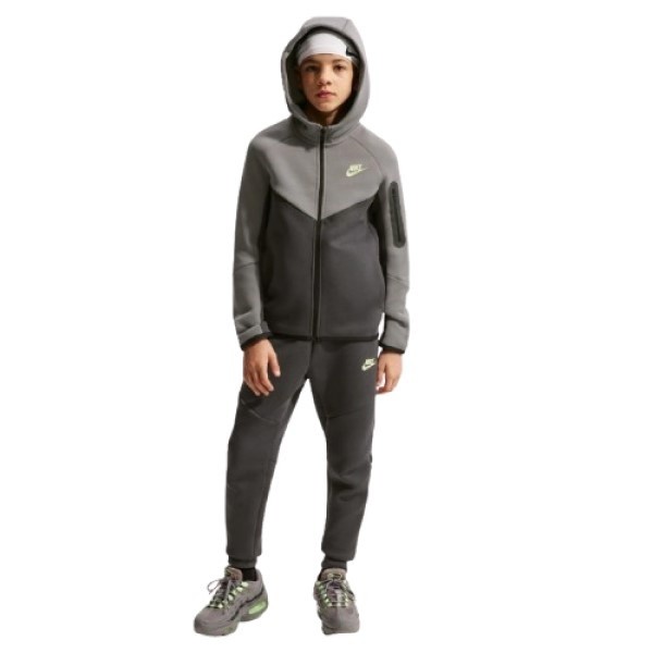 Hanorac pentru copii Nike Sportswear Tech Fleece Pencil Point/Anthracite/Light Liquid Lime, s.XS