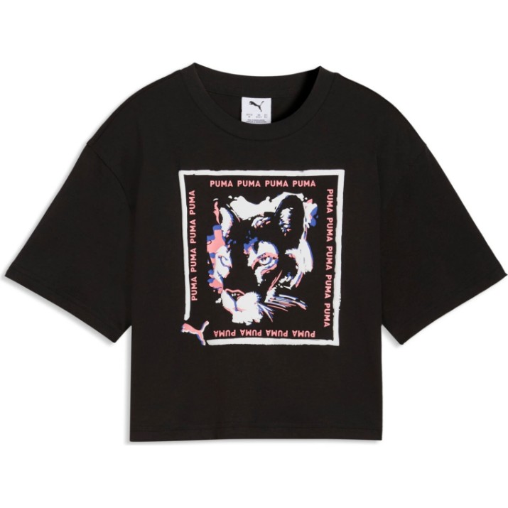 Детская футболка Puma Graphic Cat Stamp Puma Black, s.140