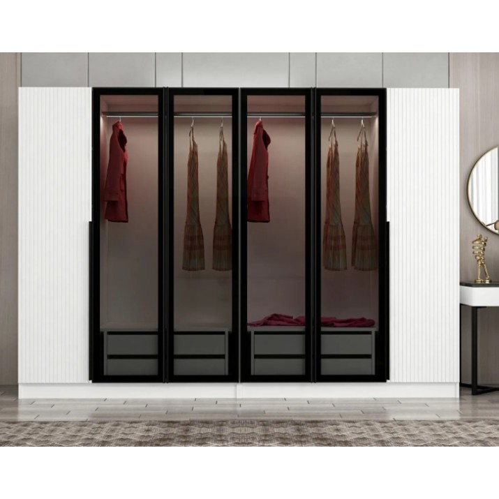Шкаф Trendy Kale Plus 7813 White/Black 270x210x52cm GTR004901