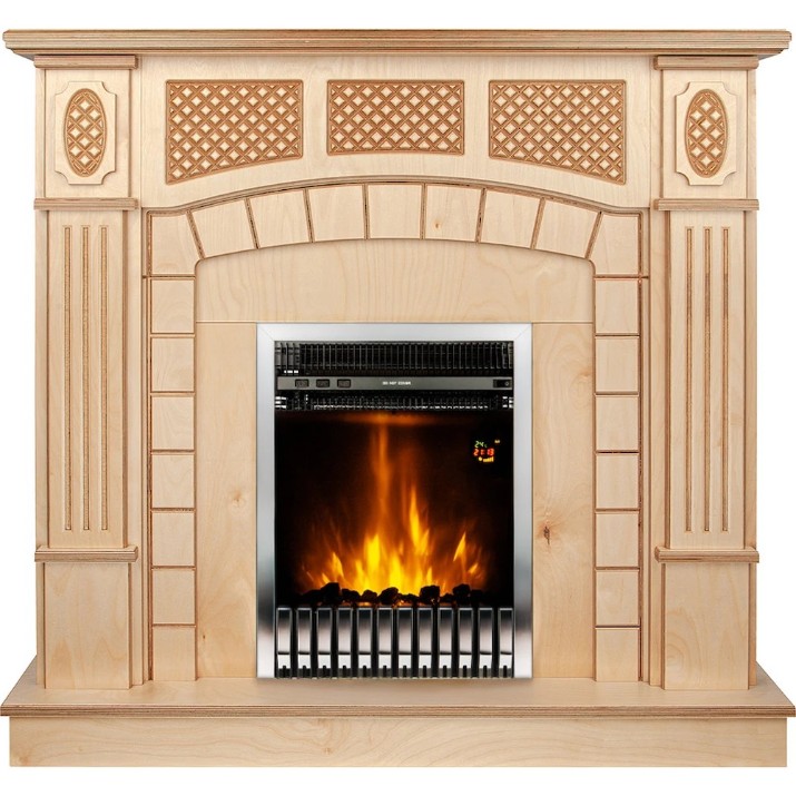 Șemineu electric Art Flame Amsterdam Wood & Gala Silver Beige