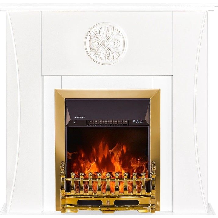 Șemineu electric Art Flame Benedict & Galileo Gold White