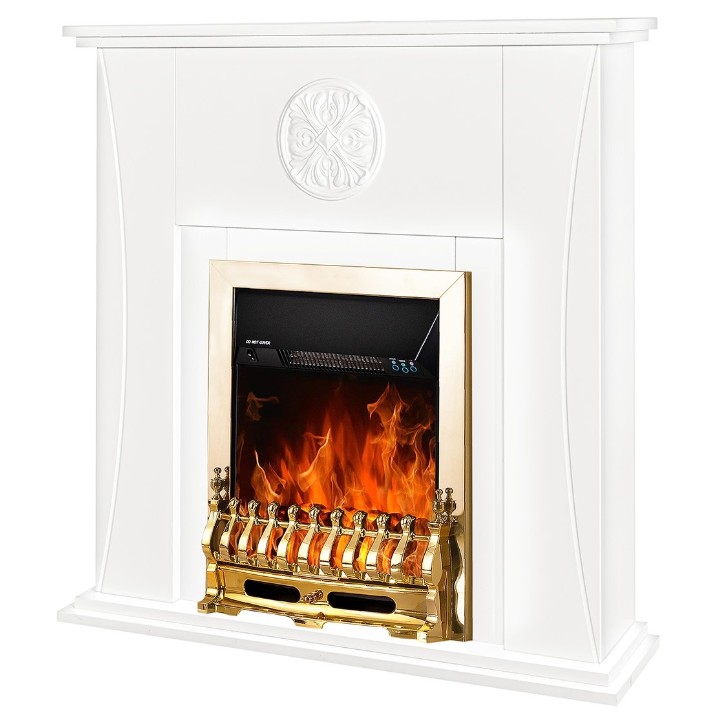 Șemineu electric Art Flame Benedict & Galileo Gold White