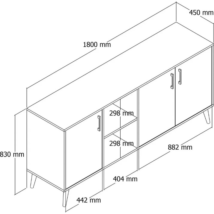 Тумба Trendy Exxen 1626 Oak 180x80x45cm GTR006311
