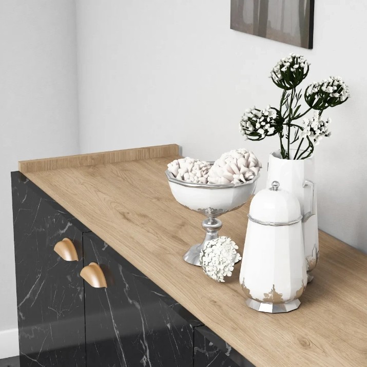 Dulăpior Trendy Sumer H3030 Oak/Black Marble 180x77.8x41cm GTR001129