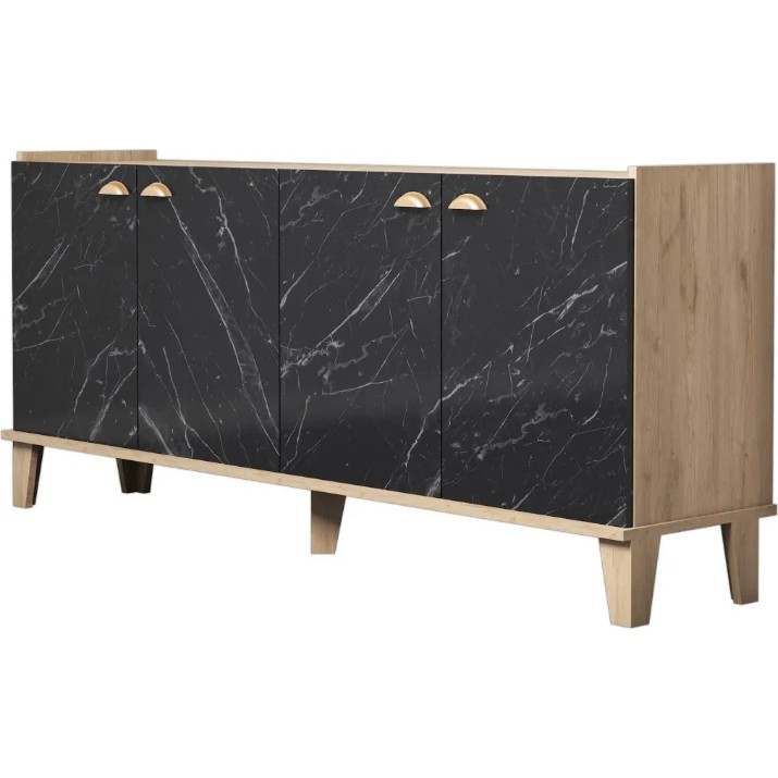 Dulăpior Trendy Sumer H3030 Oak/Black Marble 180x77.8x41cm GTR001129