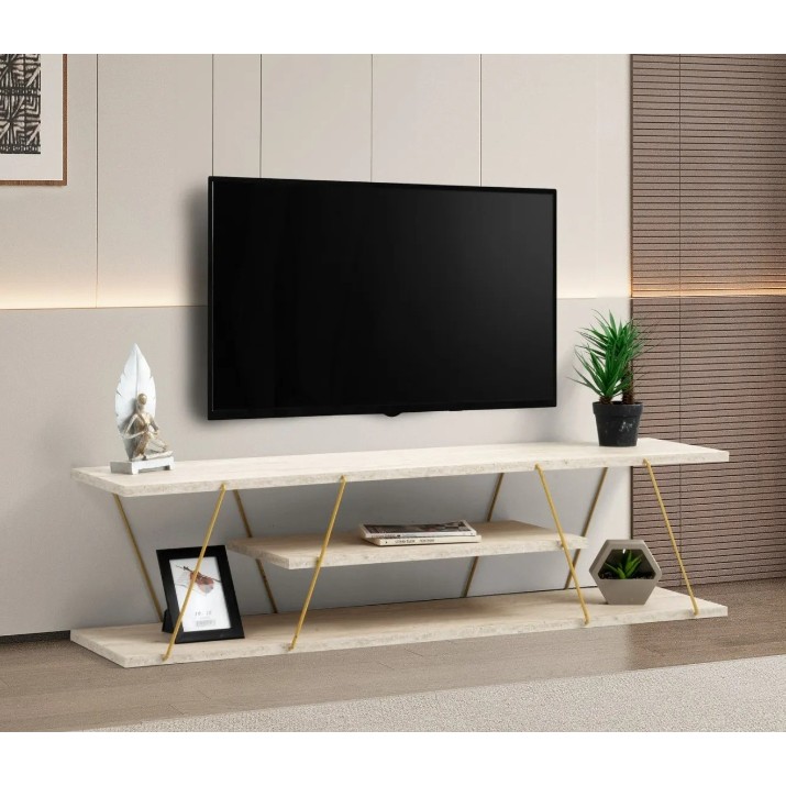 Тумба под ТВ Trendy Canaz Travertin Gold 120x33x30cm