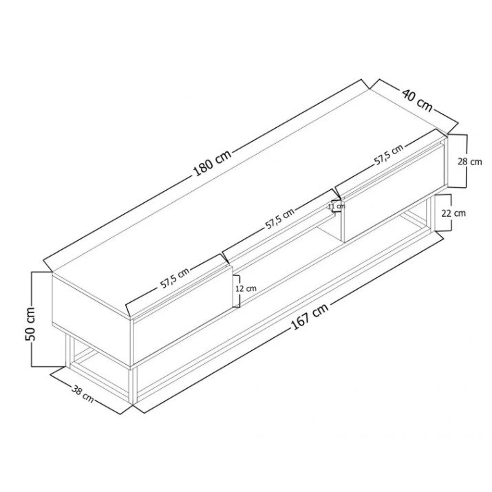 Comodă TV Trendy Laxus 180 Nuc Negru 180x50x40cm