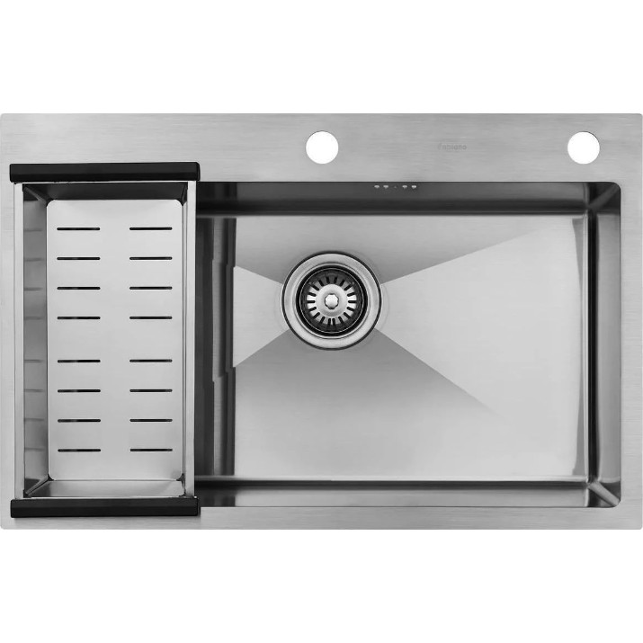 Кухонная мойка cо смесителем, дозатором и корзиной Fabiano 70x45 Satin